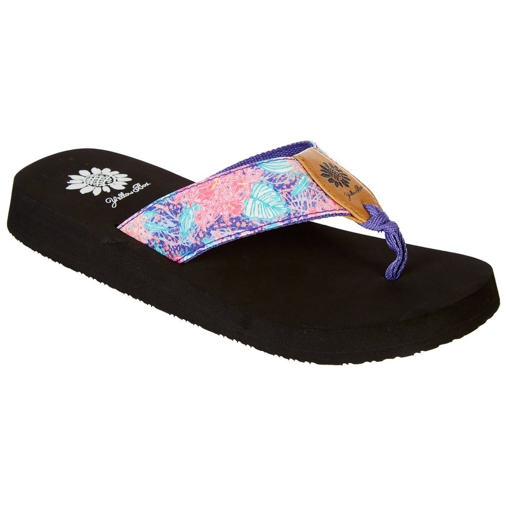Yellow box flip flops Paislee color purple medium width - Picture 5 of 7
